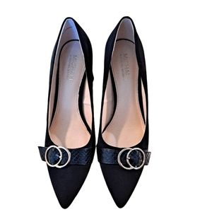 NWOB Michael Shannon "Izabella' Block Heel Pointed Toe Gold Accented Buckle 👠